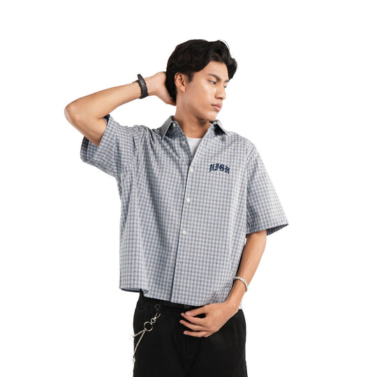 High Cultured Old English Logo Short Sleeve Boxy Check Shirt - 95