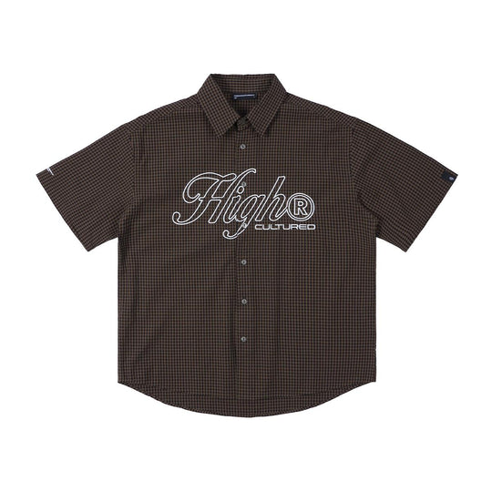 HIGH CULTURED Swirl Logo Checked Short Sleeve Shirt - 100