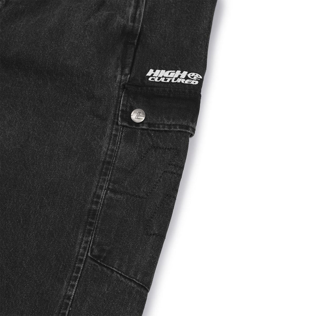 HIGH CULTURED Washed Barrel Cargo Long Jeans - 100