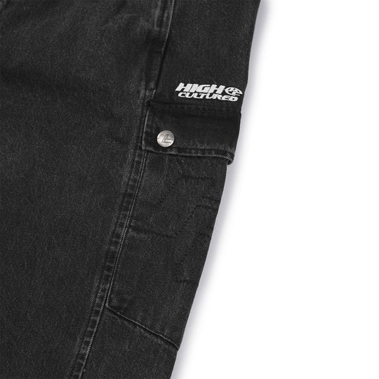 HIGH CULTURED Washed Barrel Cargo Long Jeans - 100