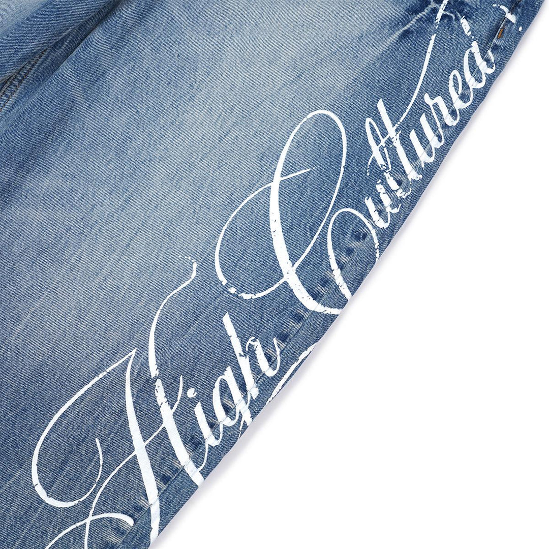 Heritage Script Washed Baggy Long Jeans - 99