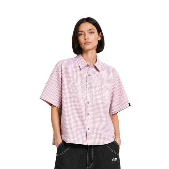 HIGH CULTURED Swirl Logo Checked Short Sleeve Shirt - 100