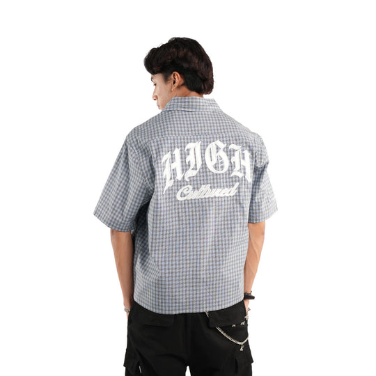 High Cultured Old English Logo Short Sleeve Boxy Check Shirt - 95