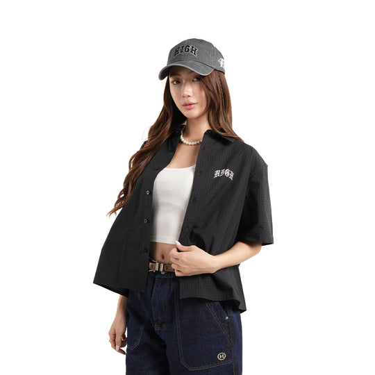 High Cultured Old English Logo Short Sleeve Boxy Check Shirt - 95
