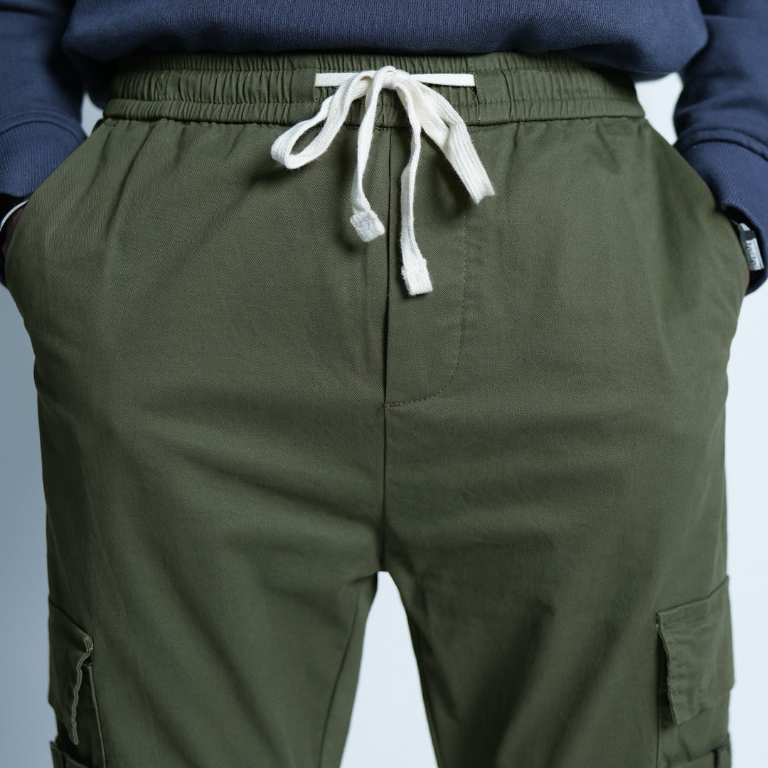 Elastic Patch Pocket Jogger Pants - 136