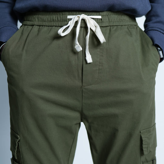 Elastic Patch Pocket Jogger Pants - 136