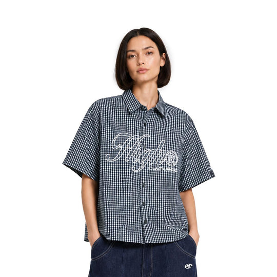 HIGH CULTURED Swirl Logo Checked Short Sleeve Shirt - 100