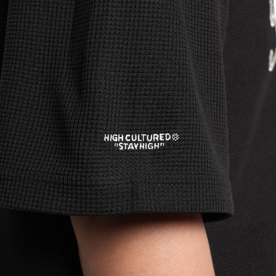 High Cultured Opulent Waffle Boxy Polo Tee -164