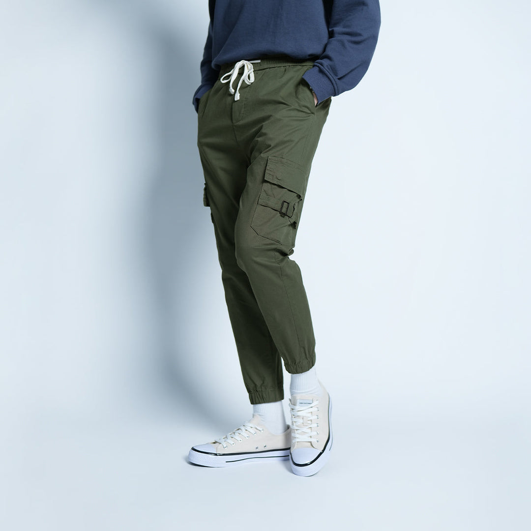 Elastic Patch Pocket Jogger Pants - 136