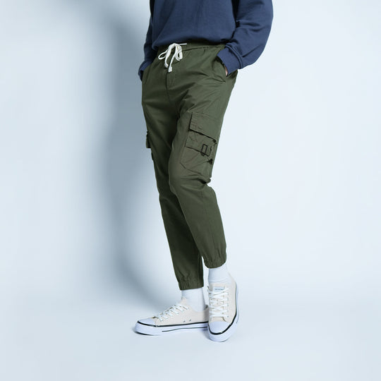 Elastic Patch Pocket Jogger Pants - 136