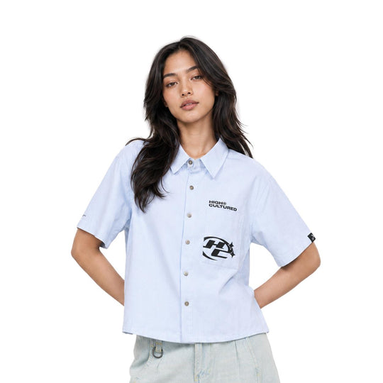 HIGH CULTURED Heritage Script Boxy Short Sleeve Shirt - 101