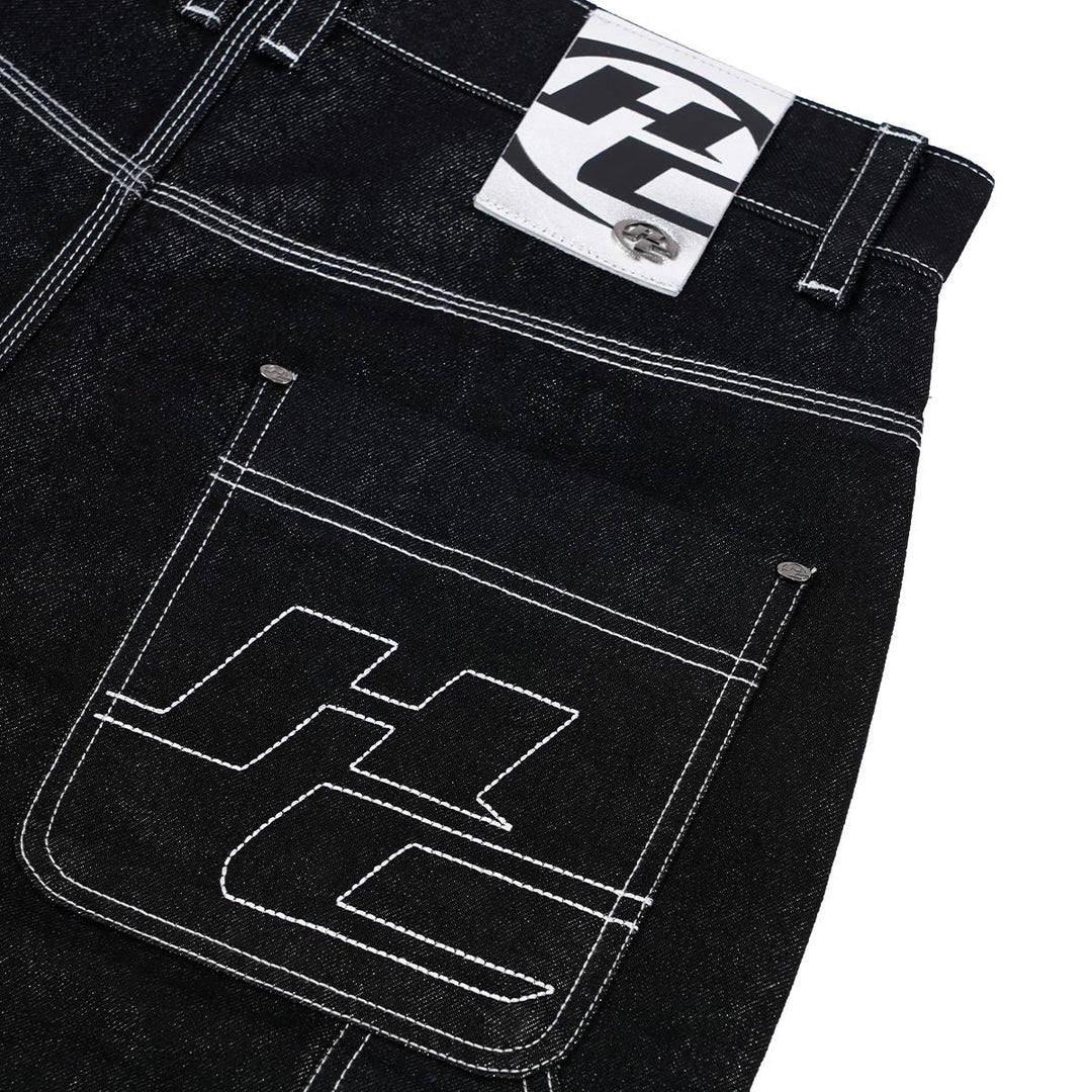 HIGH CULTURED Silver Arashi Raw Denim Baggy Long Jeans - 96