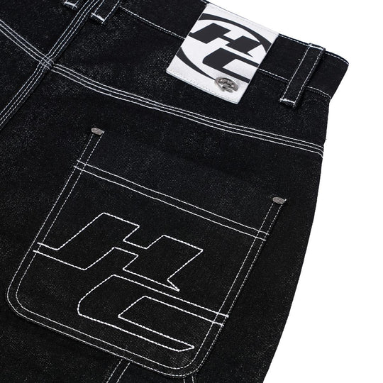 HIGH CULTURED Silver Arashi Raw Denim Baggy Long Jeans - 96