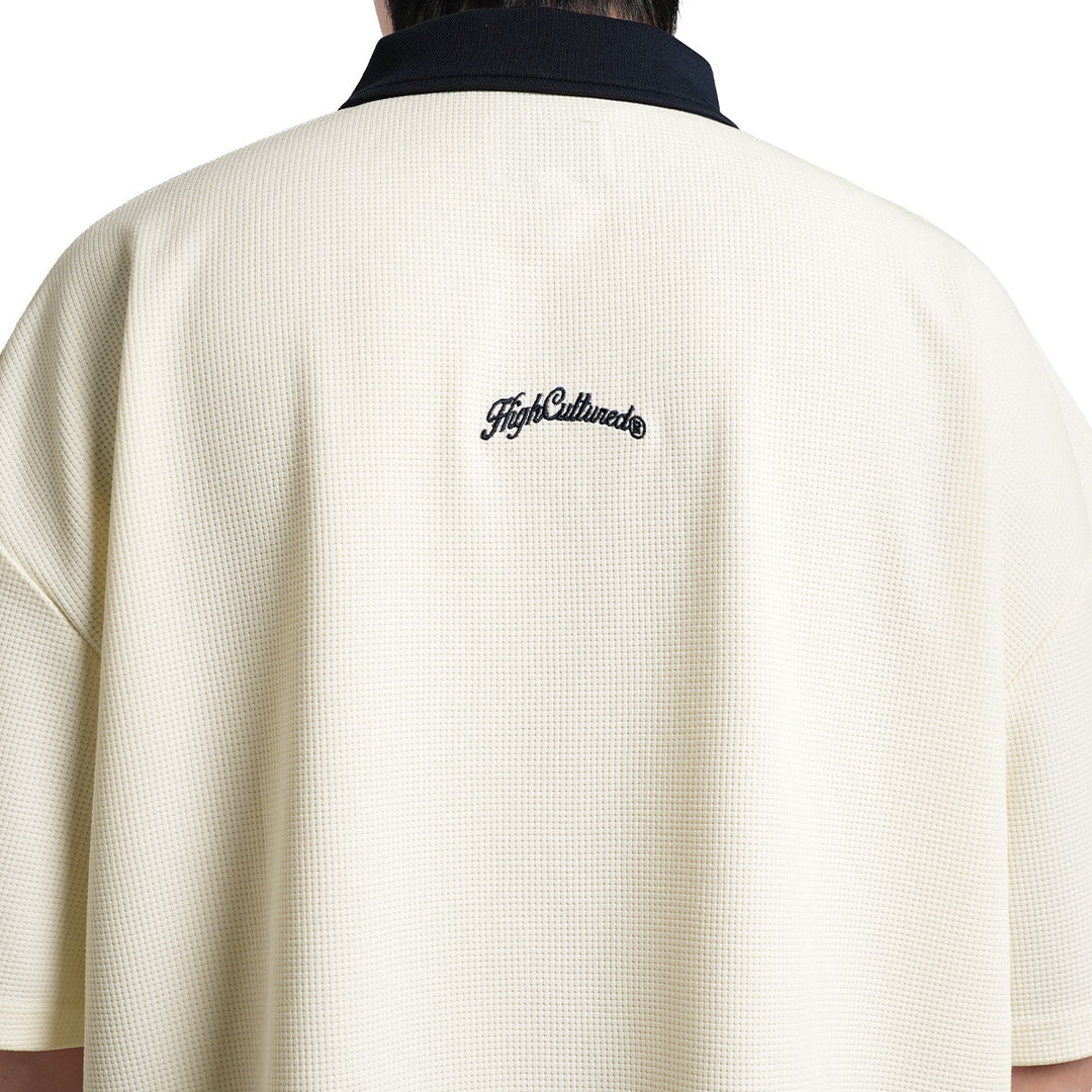High Cultured Opulent Waffle Boxy Polo Tee -164