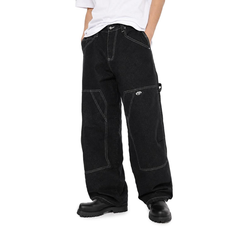 HIGH CULTURED Brand Mark Silver Arashi Raw Denim Baggy Long Jeans - 96