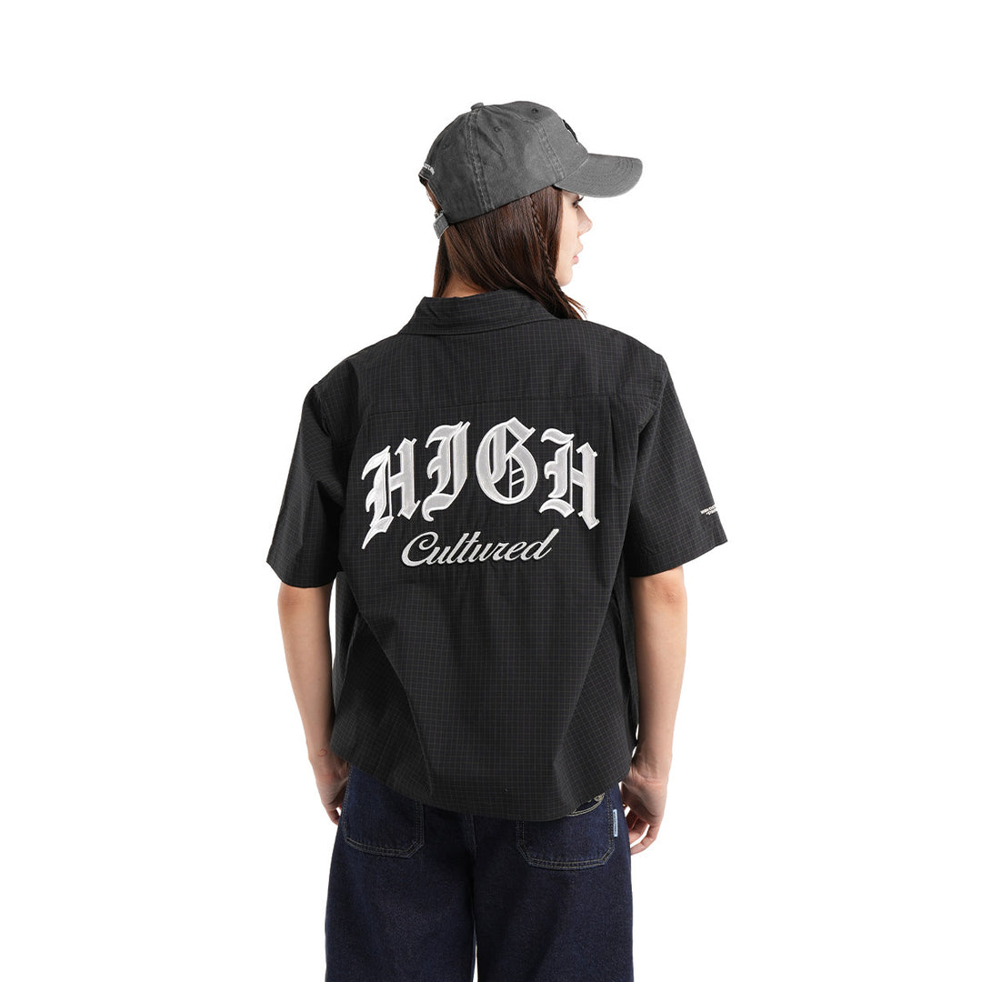 High Cultured Old English Logo Short Sleeve Boxy Check Shirt - 95