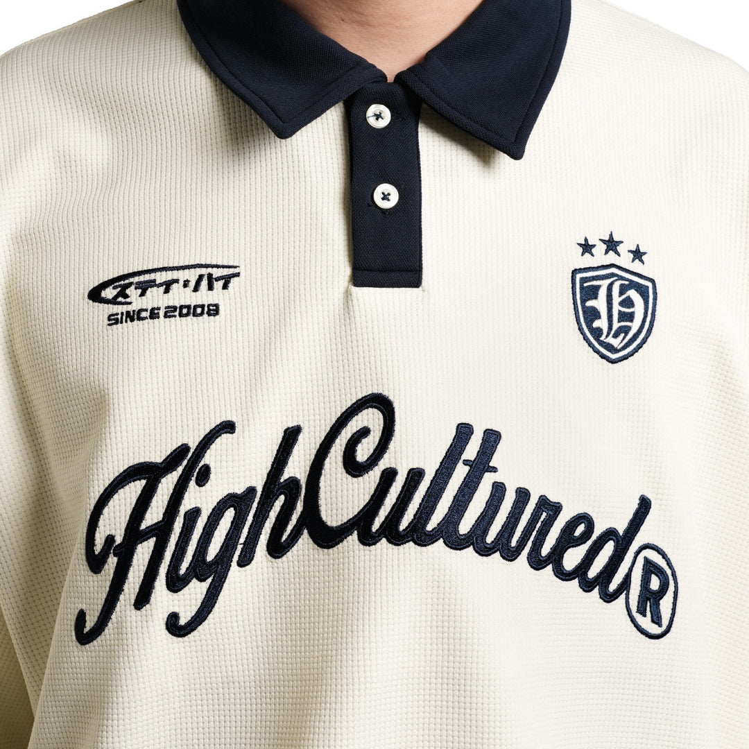 High Cultured Opulent Waffle Boxy Polo Tee -164