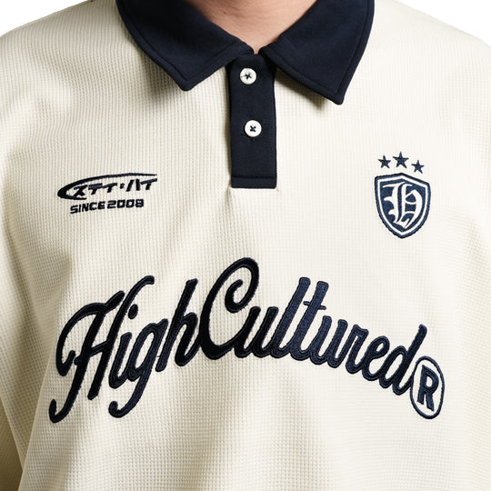 High Cultured Opulent Waffle Boxy Polo Tee -164