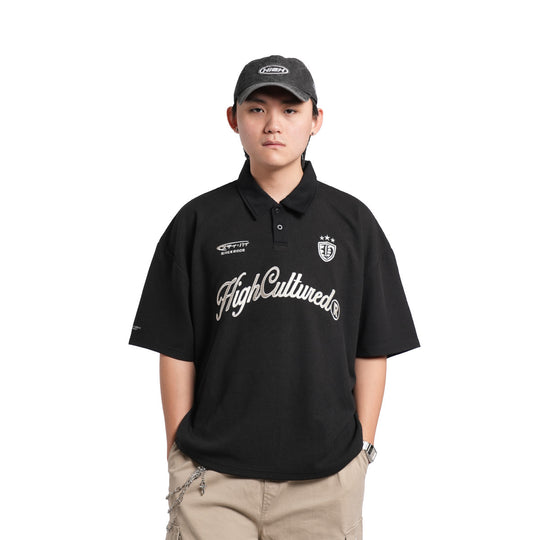 High Cultured Opulent Waffle Boxy Polo Tee -164