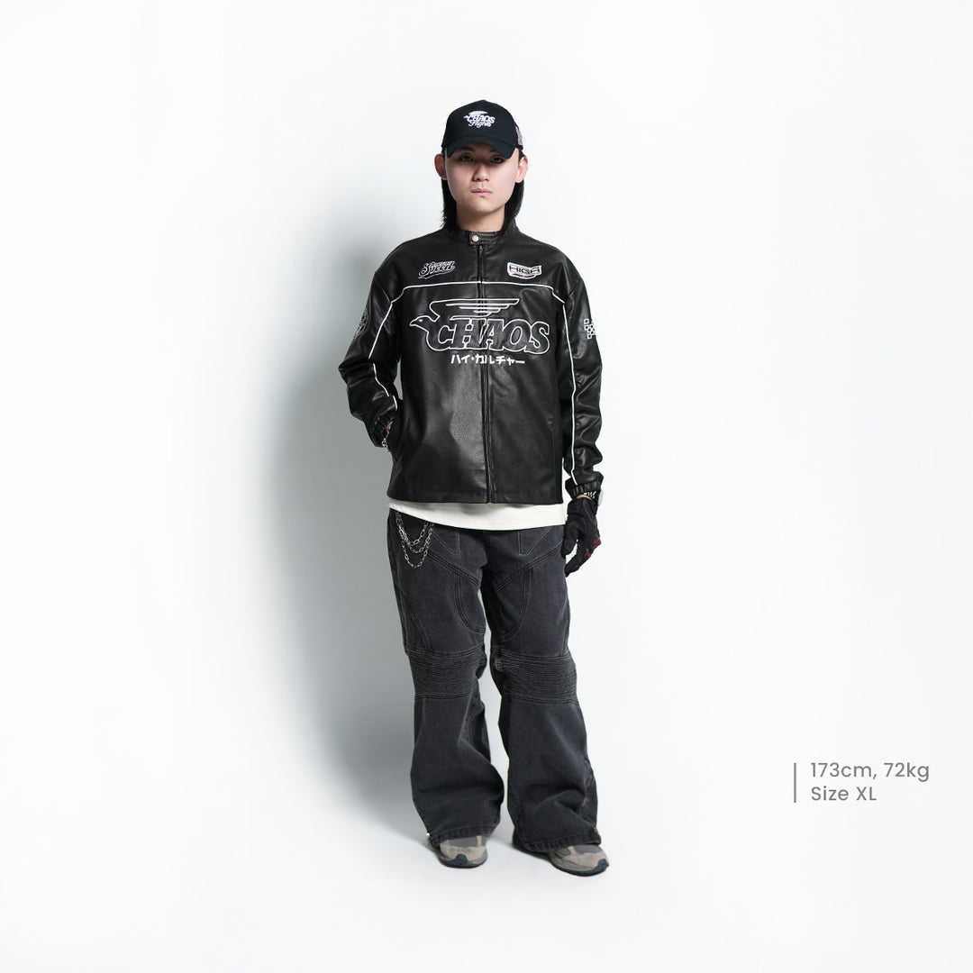 HC x Art Of Speed Leather Biker Jacket - 138