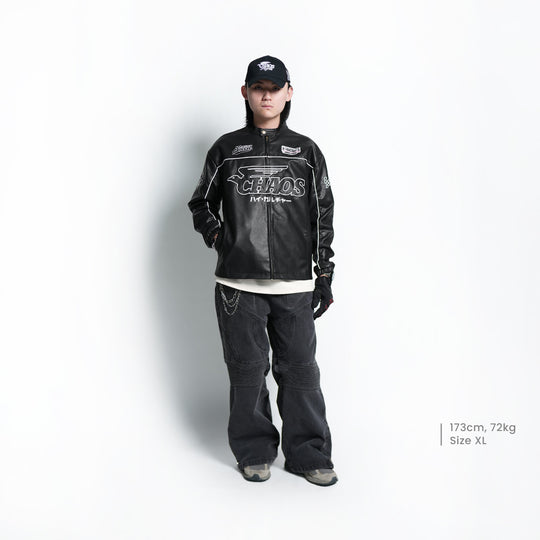 HC x Art Of Speed Leather Biker Jacket - 138
