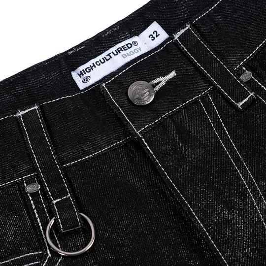 HIGH CULTURED Silver Arashi Raw Denim Baggy Long Jeans - 96