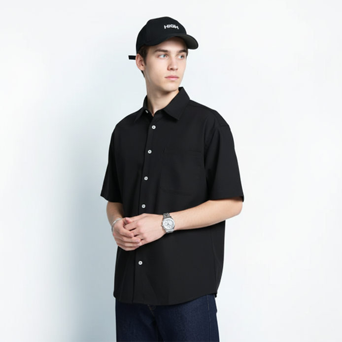 High Cultured Relaxed Short Sleeve Shirt with Pocket - 77