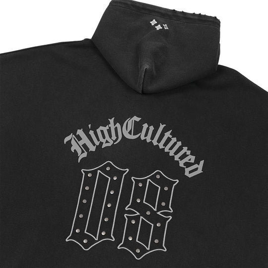 HIGH CULTURED Studded Blackletter Washed Hoodie Vest - 001