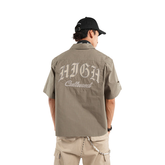 High Cultured Old English Logo Short Sleeve Boxy Check Shirt - 95