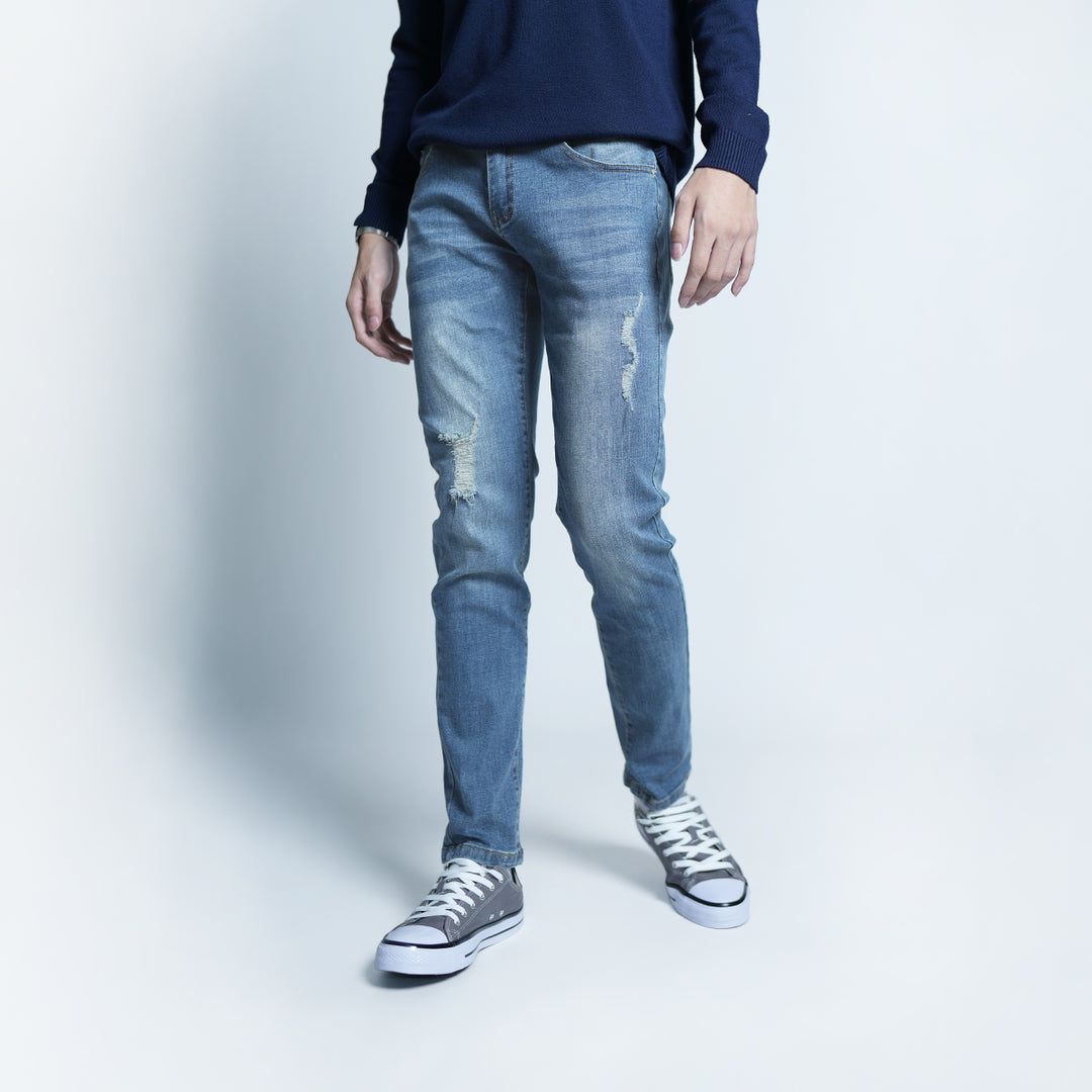 Slim-Fit Medium Distressed Ripped Long Jeans - 84