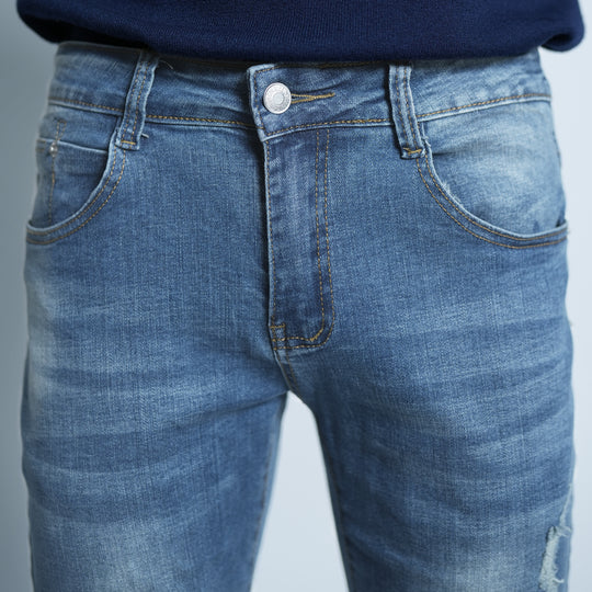 Slim-Fit Medium Distressed Ripped Long Jeans - 84
