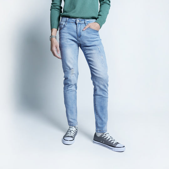 Slim-Fit Distressed Denim Jeans - 89