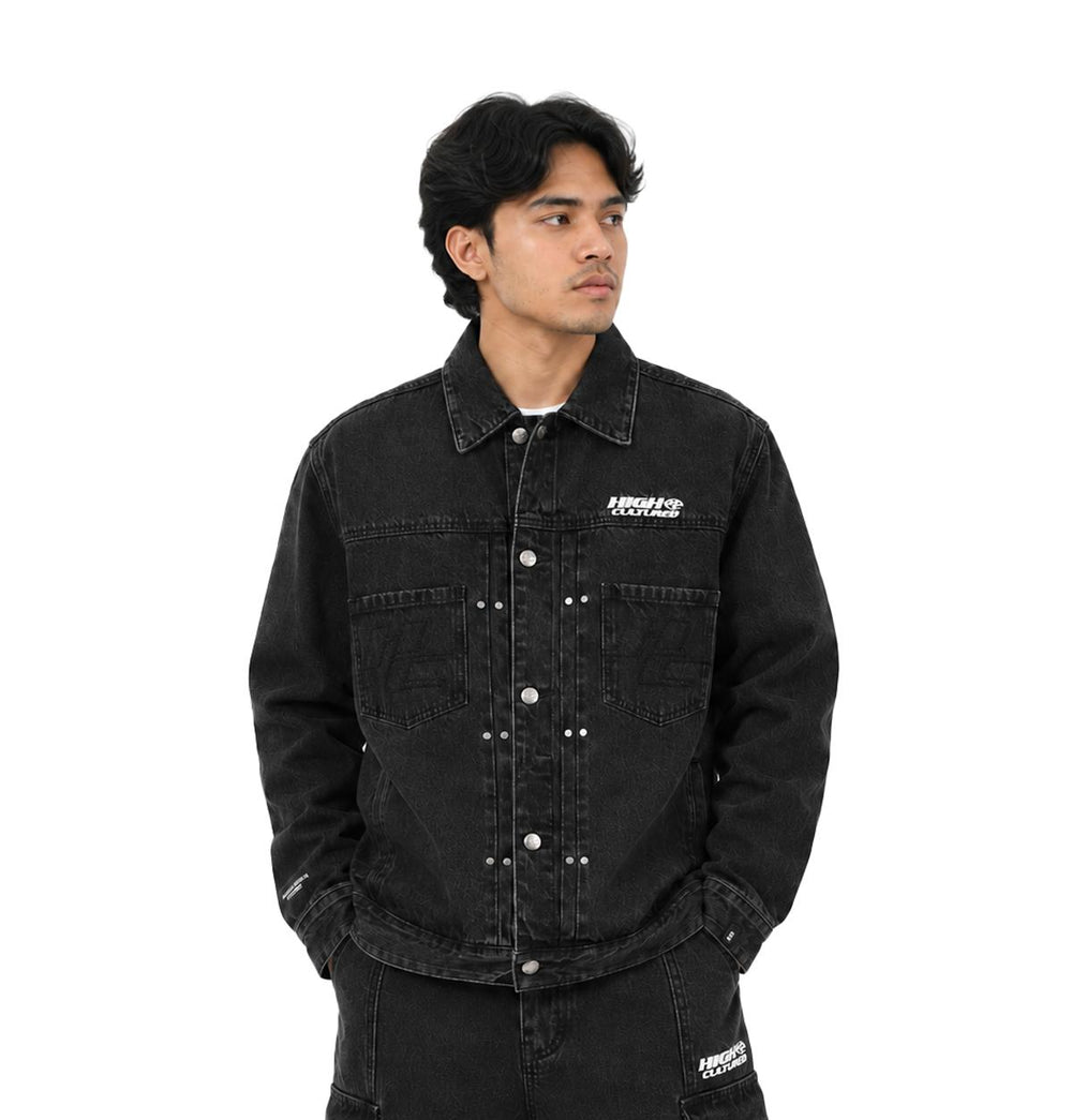 HIGH CULTURED Washed Denim Trucker Jacket - 155