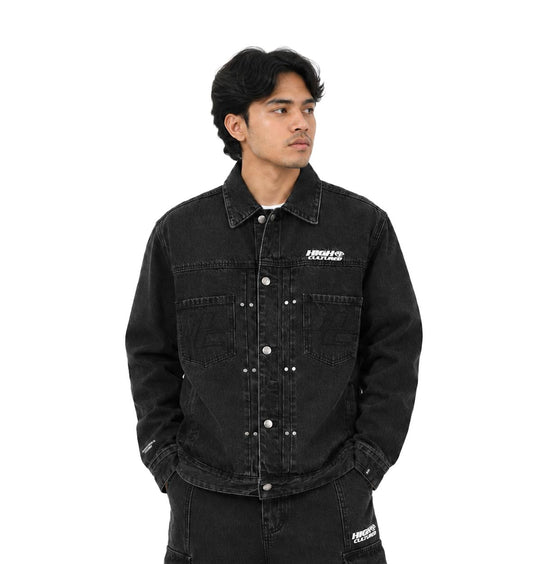 HIGH CULTURED Washed Denim Trucker Jacket - 155