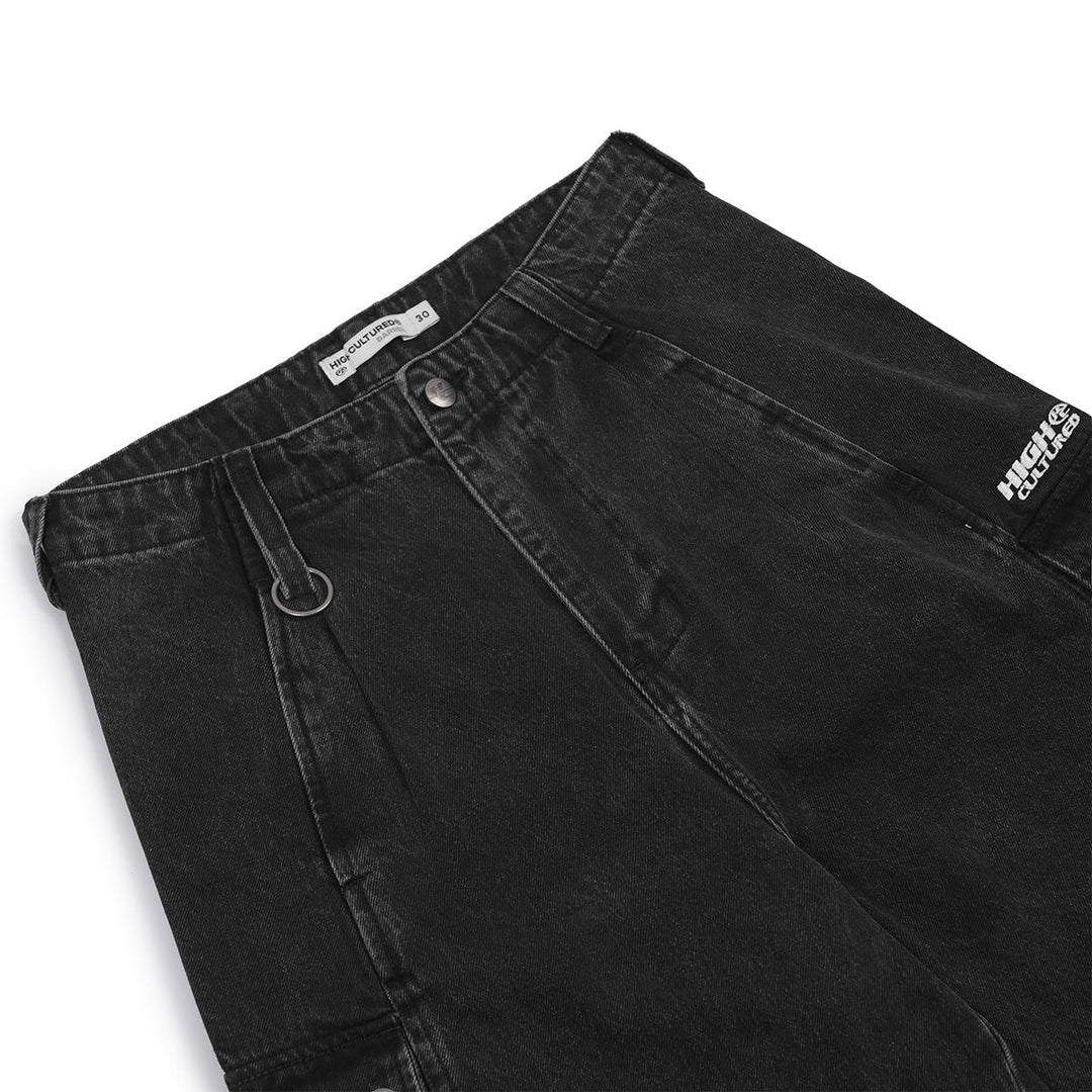 HIGH CULTURED Washed Barrel Cargo Long Jeans - 100
