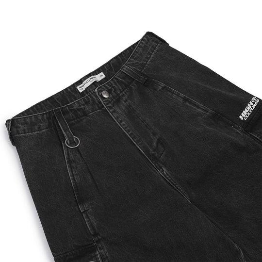 HIGH CULTURED Washed Barrel Cargo Long Jeans - 100