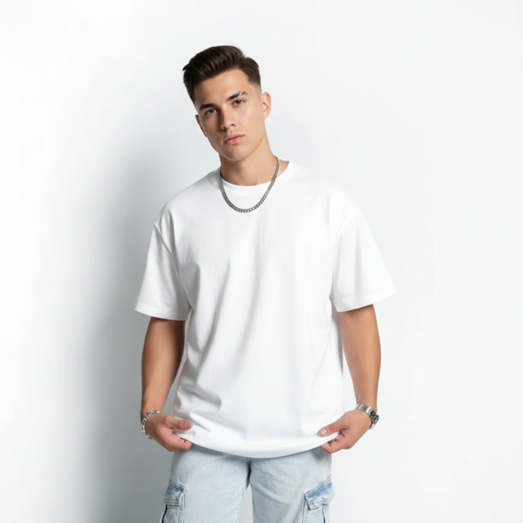 Hugh Space Cotton Loose Tee - 1023