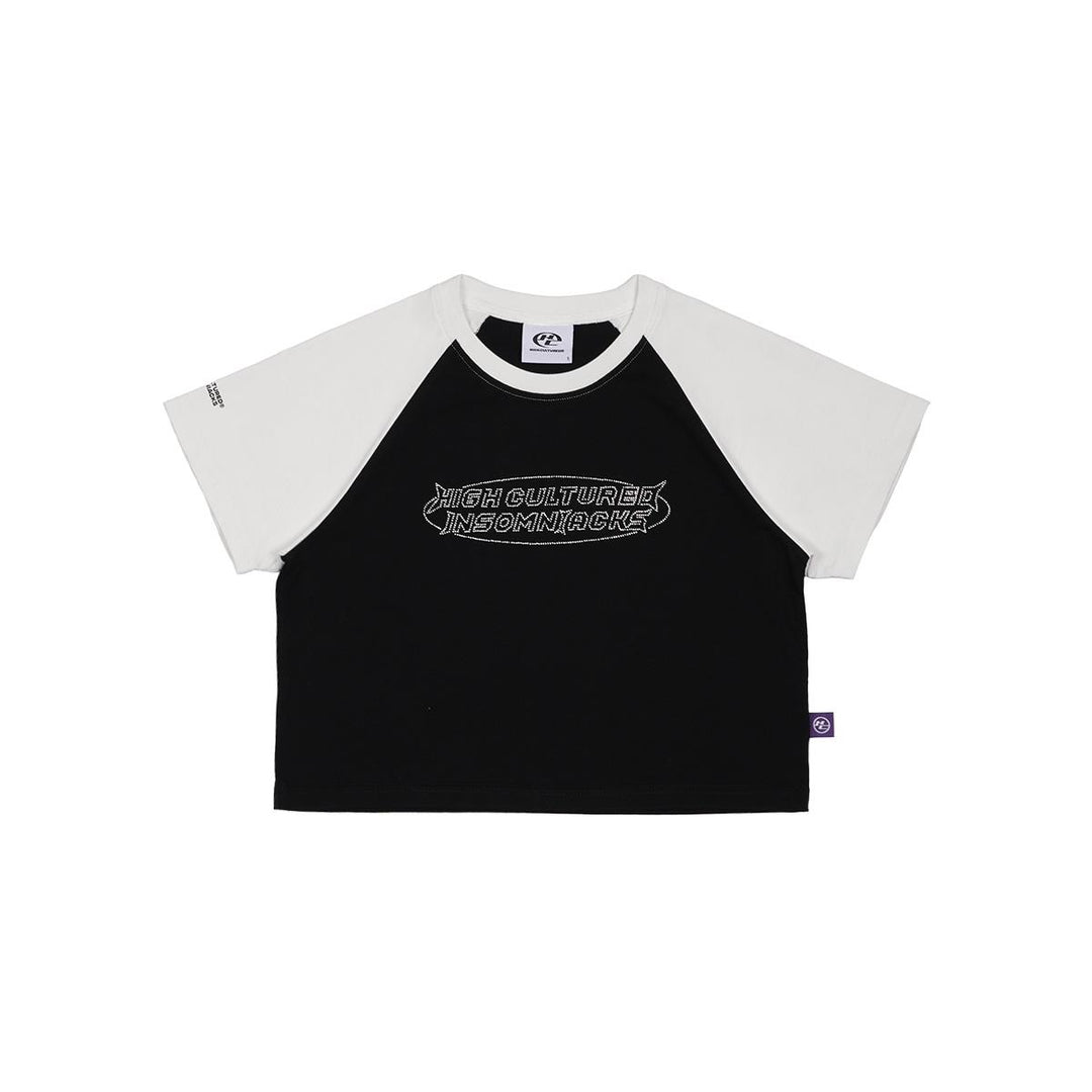 HIGH CULTURED X INSOMNIACKS Rhinestone Ladies Raglan Tee - 0001