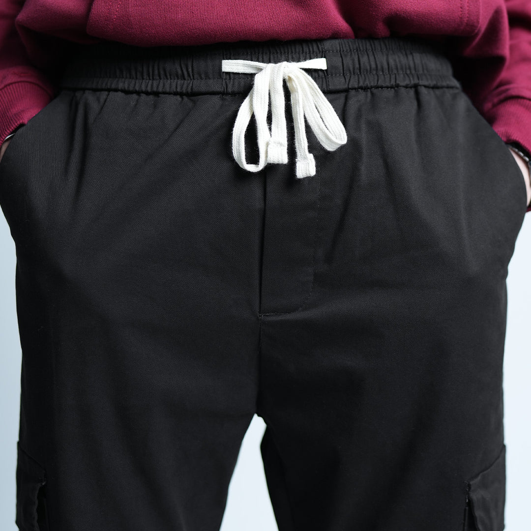 Elastic Patch Pocket Jogger Pants - 136