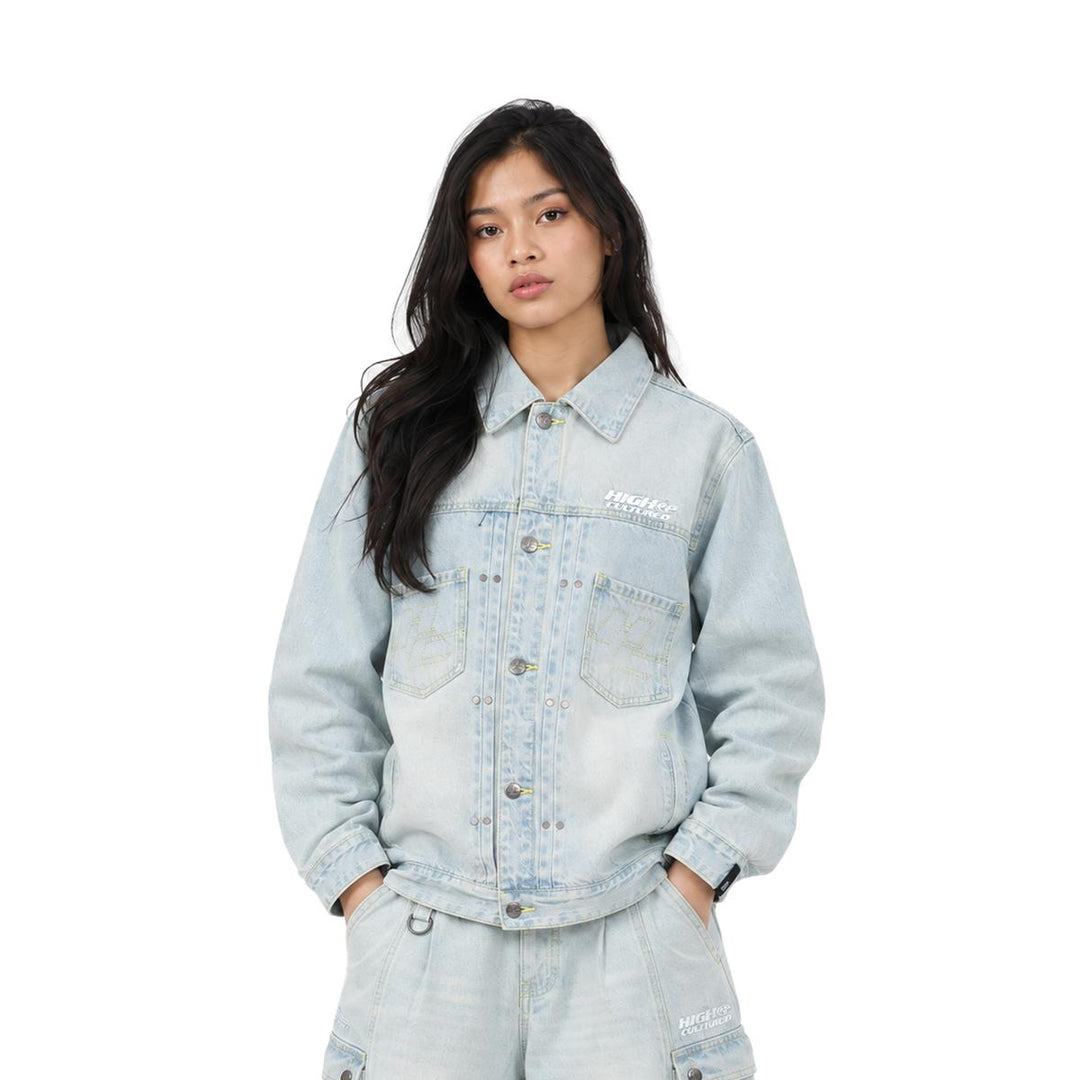 HIGH CULTURED Washed Denim Trucker Jacket - 155