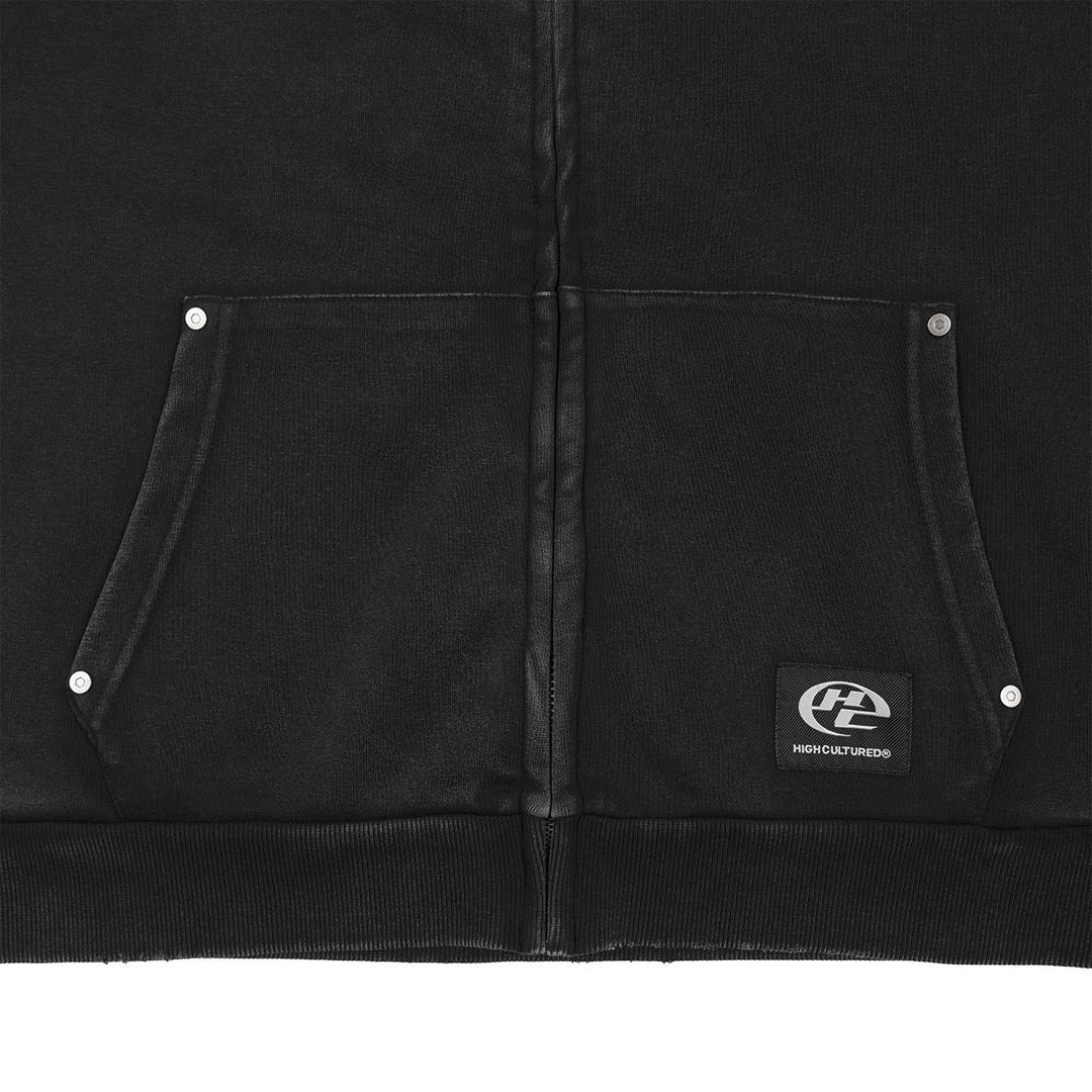 HIGH CULTURED Studded Blackletter Washed Hoodie Vest - 001