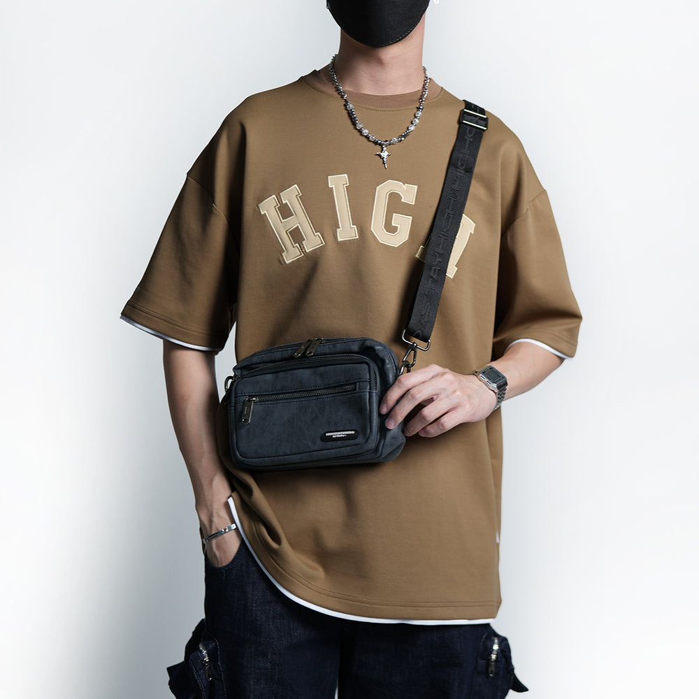 Aged Leather Cross Body Shoulder Bag - 80