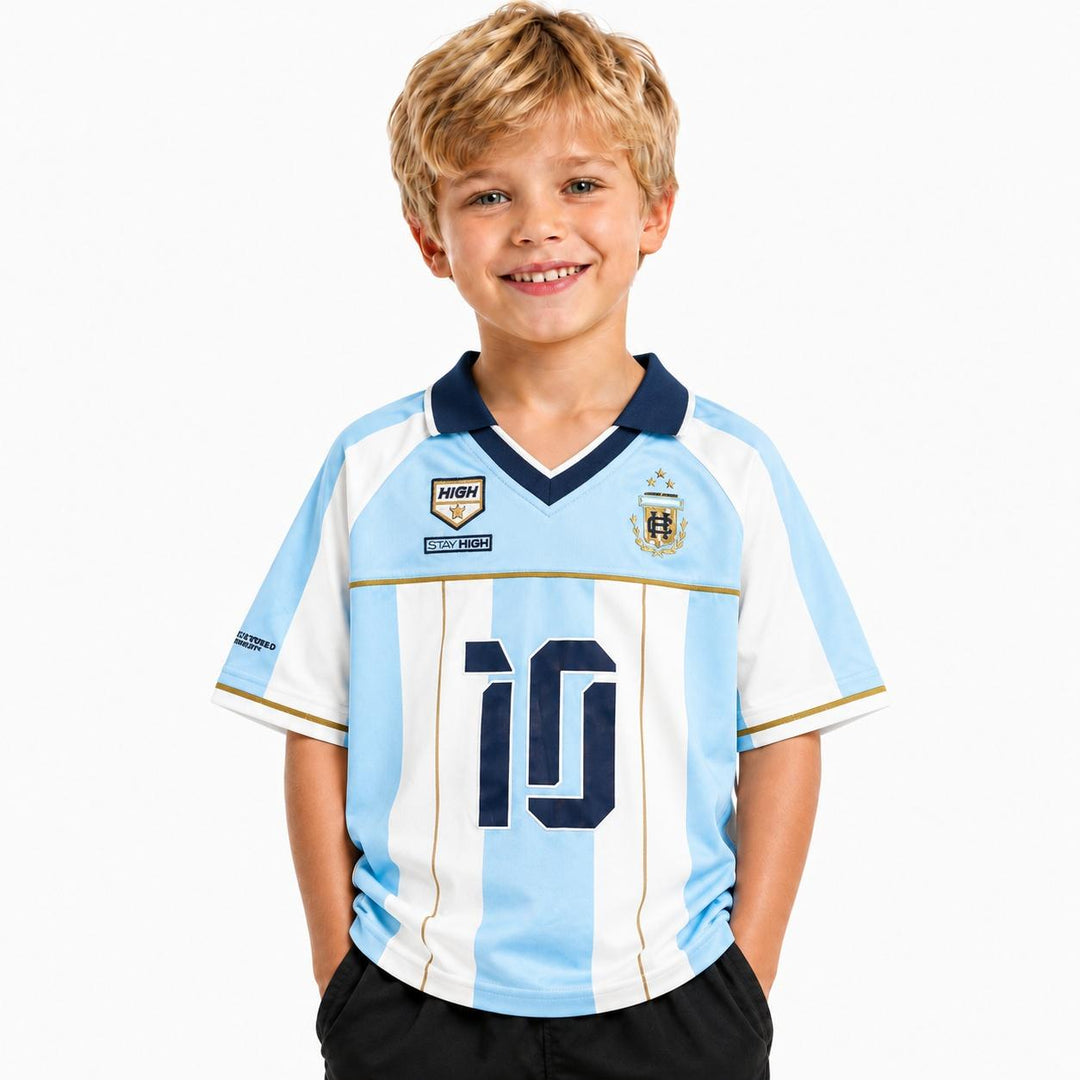 HIGH CULTURED Argentina World Cup Kids Jersey Polo Tee - 0021