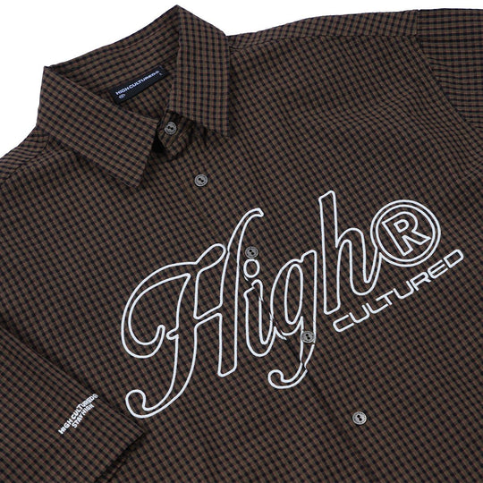 HIGH CULTURED Swirl Logo Checked Short Sleeve Shirt - 100