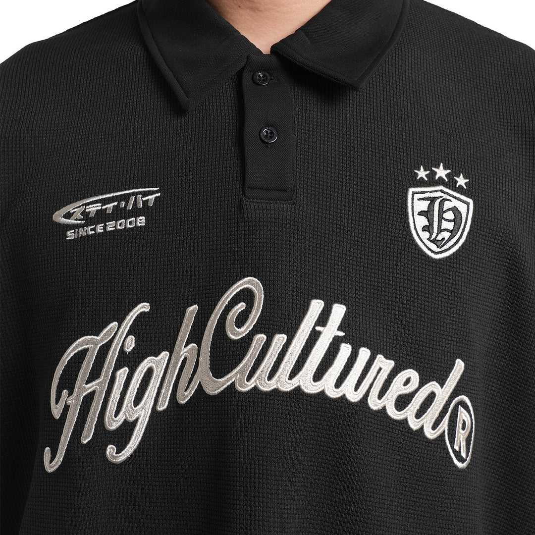 High Cultured Opulent Waffle Boxy Polo Tee -164