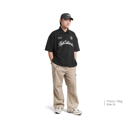 High Cultured Opulent Waffle Boxy Polo Tee -164