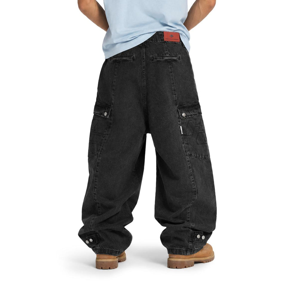 HIGH CULTURED Washed Barrel Cargo Long Jeans - 100