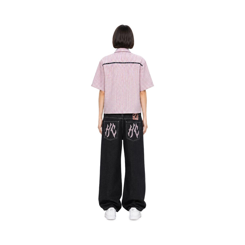 HIGH CULTURED Swirl Logo Checked Short Sleeve Shirt - 100