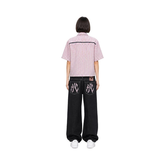 HIGH CULTURED Swirl Logo Checked Short Sleeve Shirt - 100