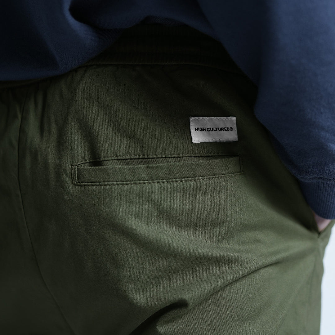 Elastic Patch Pocket Jogger Pants - 136